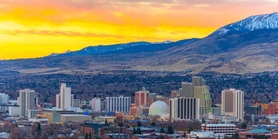 Stock image of the buildings in Reno, NV