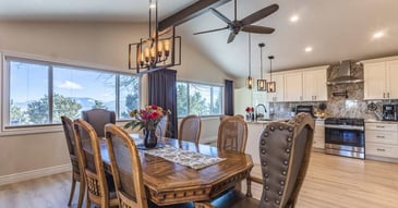 Open concept kitchen and dining room in a remodel by M&G Construction in Reno, NV