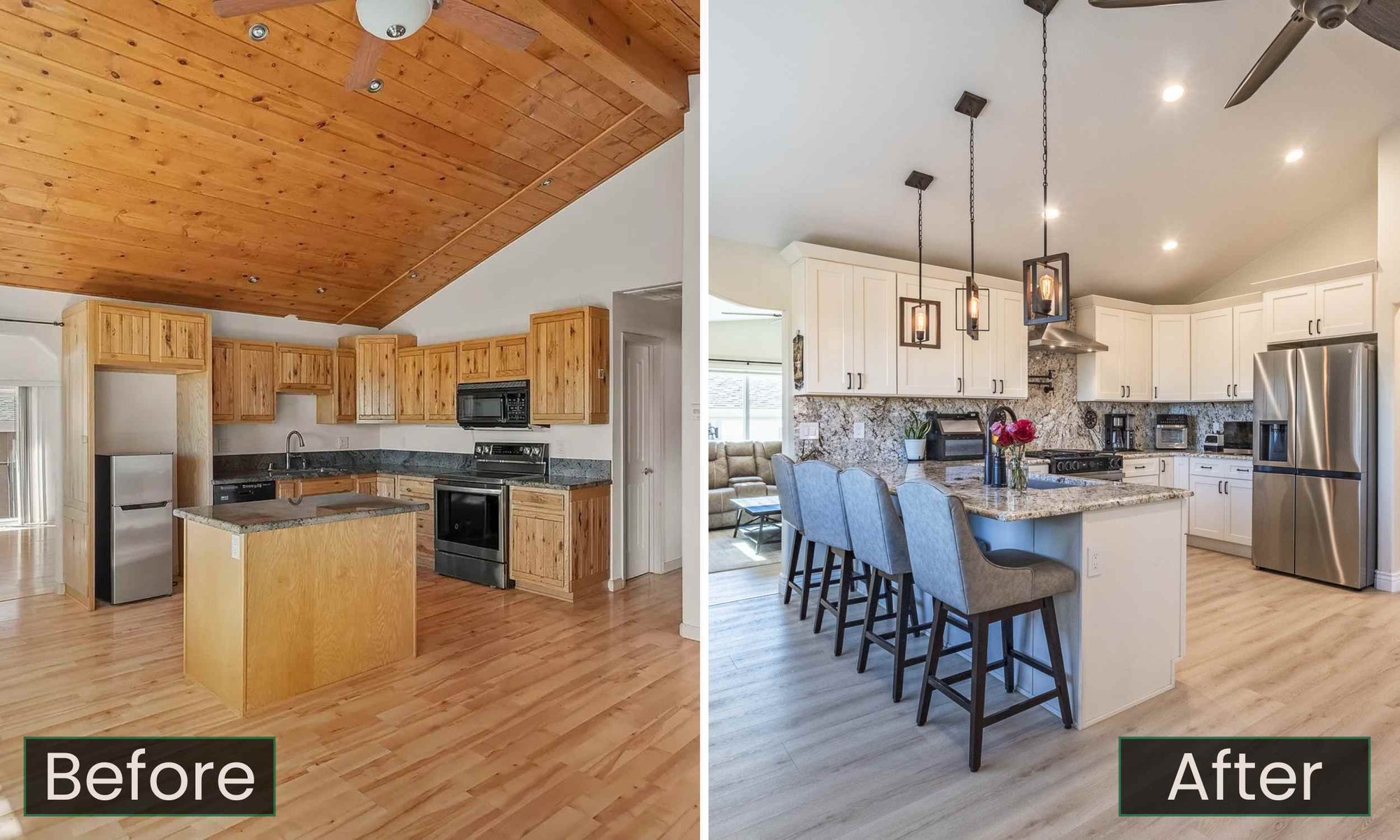Image of Before and After the kitchen remodel by M&G Construction in Carson City, NV