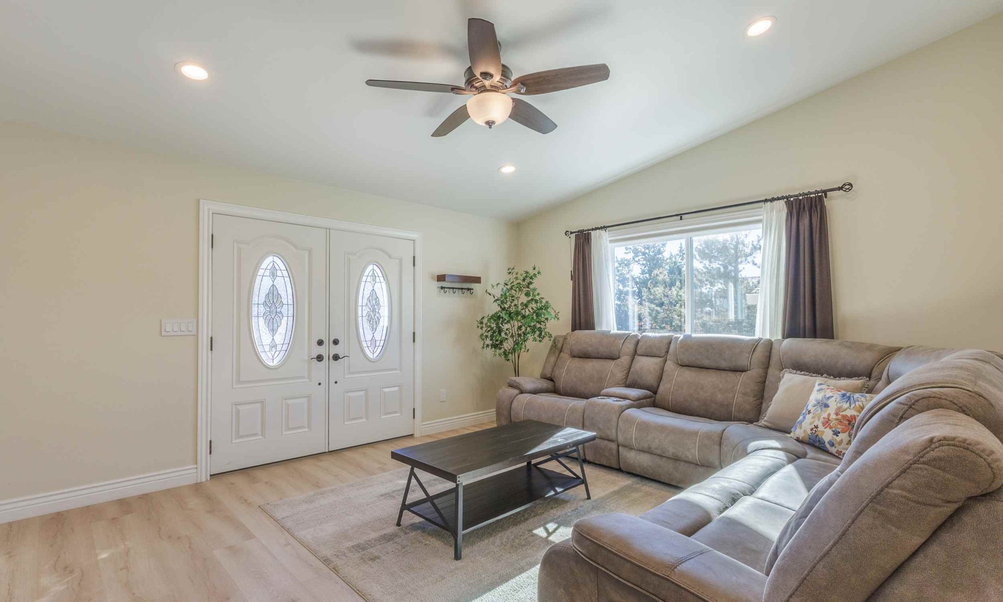 Image of the front room with new french doors and windows in Carson City, NV by M&G Contruction