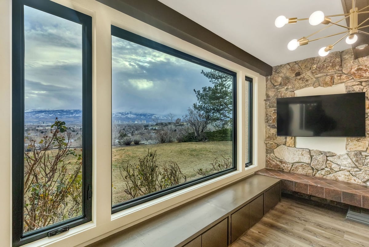 Built-in window bench in custom Reno home by M&G Construction