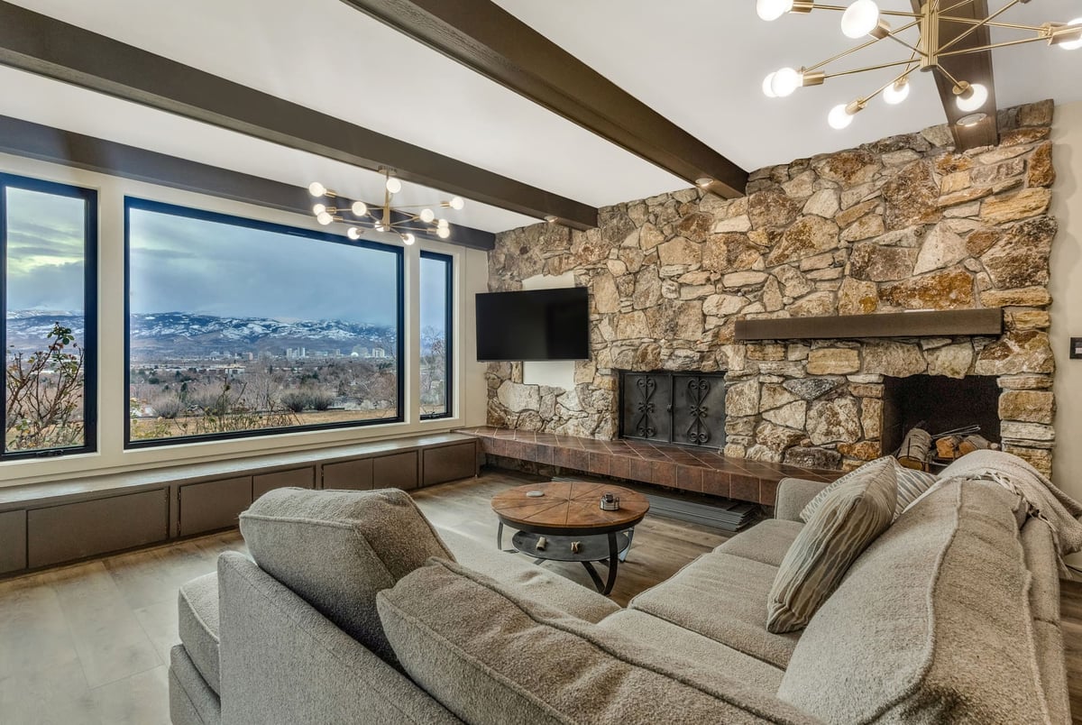 Modern rustic custom home living space by M&G Construction in Reno, NV