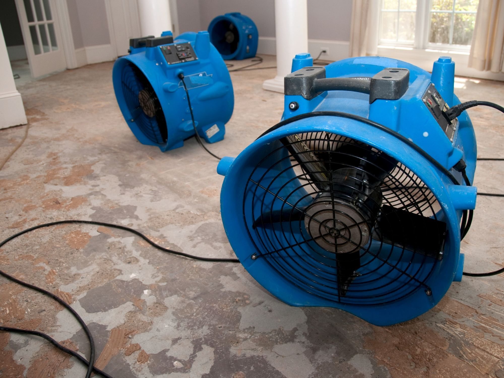 Stock Image of Water Damage Restoration with Large Fans in Reno, Nevada